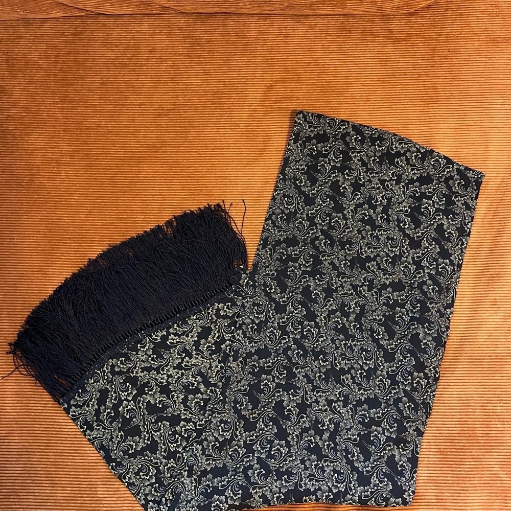 Vintage silk scarf with fringe detail!